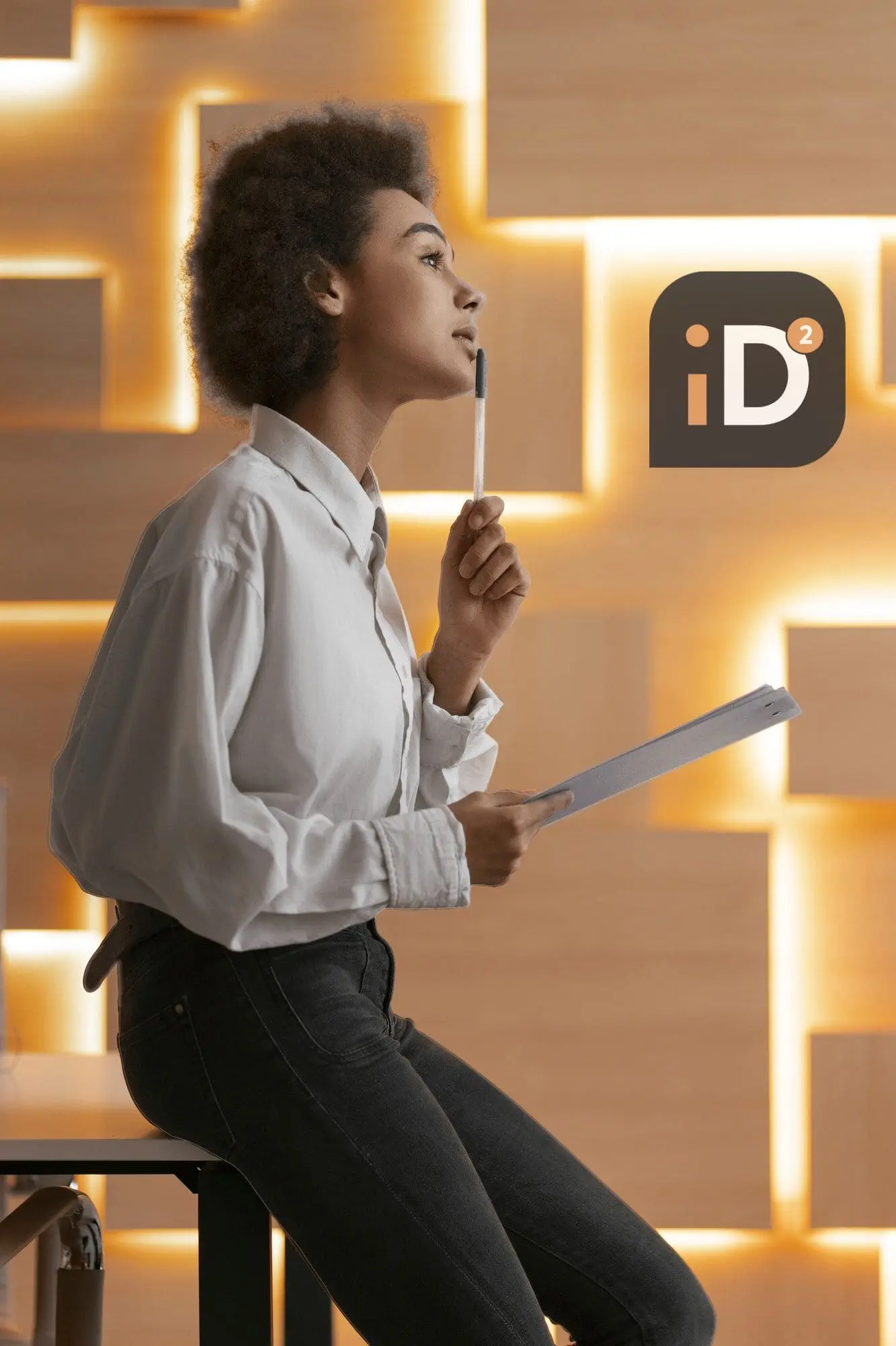 Imagem de uma mulher pensativa